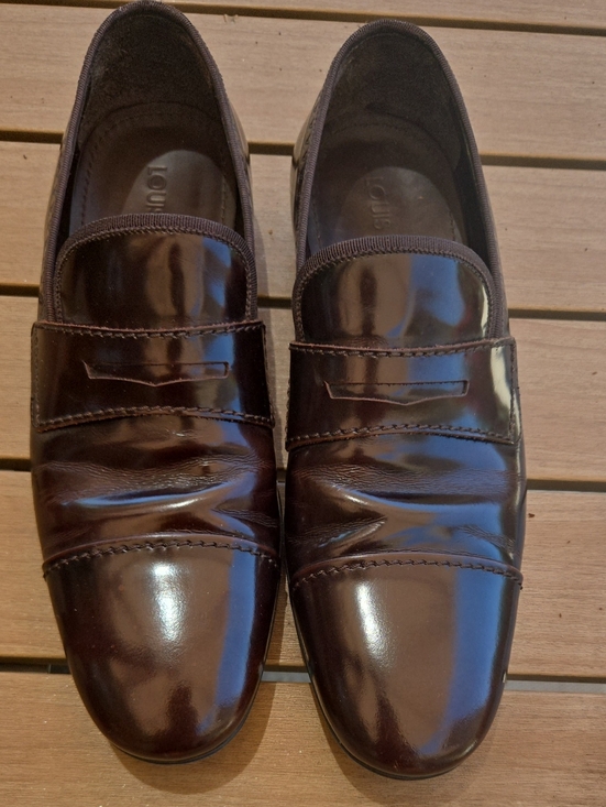 Louis Vuitton Men\'s Dark Brown Patent Leather Slip-On Loafers